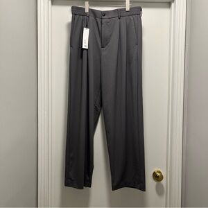 ZARA Women Dress Pant L Gray Pleated High Rise Business Workwear NEW
